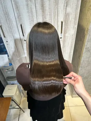 セミロング カラー 髪質改善× ハイライト溝江のヘアスタイル