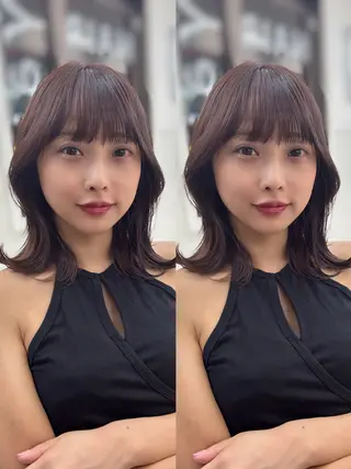 ミディアム レイヤー×ツヤカラー 渋谷/kougaのヘアスタイル