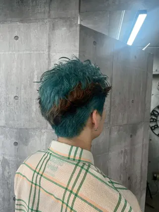 カラー ウルフカットデザイン カラー特化アールイーのヘアスタイル