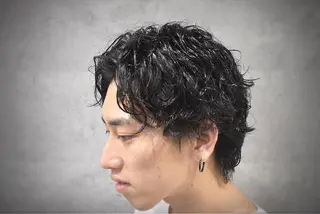 ミディアム パーマ メンズ Bar Ber HouseLavie所属・中西 将斗のヘアスタイル
