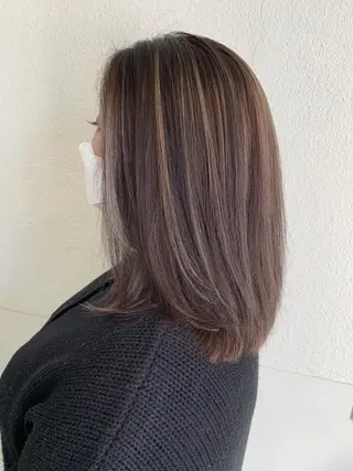 セミロング カラー 船津武俊 フナツタケトシのヘアスタイル