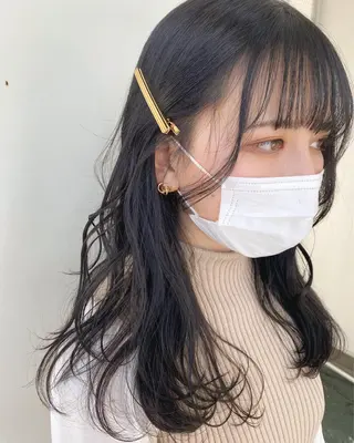 セミロング カラー 韓国ヘア顔周りカット 艶髪ベージュtamaのヘアスタイル