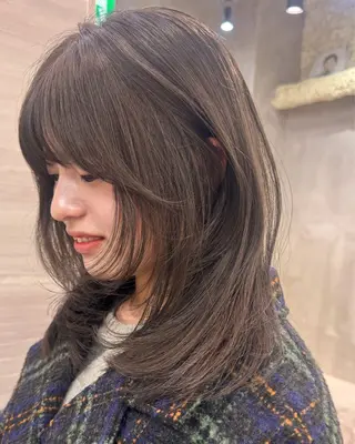 ミディアム カラー 🍈yurina パーマ🍈のヘアスタイル