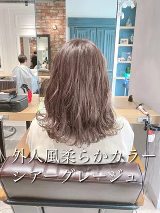 ミディアム カラー 艶髪カラー 渡辺岳也のヘアスタイル