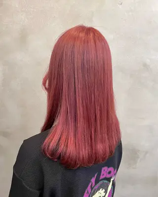 セミロング カラー ヘアアレンジ 【ピンク/韓国ヘア/ ヘアセット】亜海のヘアスタイル