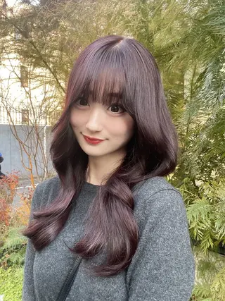 セミロング カラー ヘアアレンジ 顔周りカット× 髪質改善【リョウ】のヘアスタイル