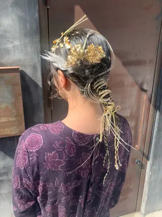 セミロング カラー ヘアアレンジ 卒業式ヘアセット🎀 ヘアアレンジのヘアスタイル