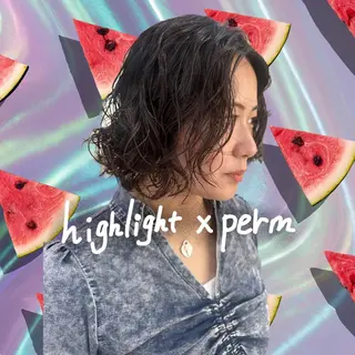ミディアム パーマ hollo原宿所属・パーマ/ハイトーン 🎀Rumiのヘアスタイル