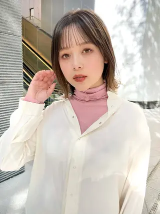 ミディアム ボブ顔周り 韓国遠藤小雪のヘアスタイル