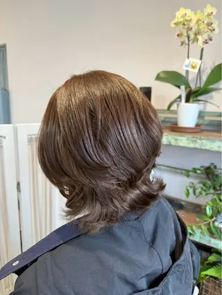 ミディアム カラー パーマ 河本 正美のヘアスタイル