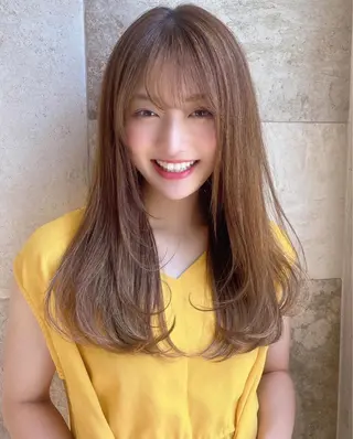 セミロング 艶カラー/レイヤー/ 似合わせ/松沢州途のヘアスタイル