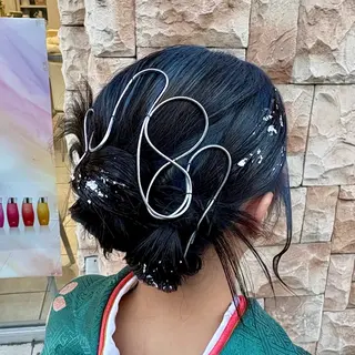 セミロング ヘアアレンジ ブリーチ/ヘアセット 【𝙍𝙞𝙣𝙤】のヘアスタイル