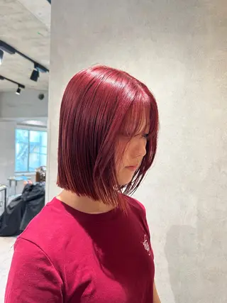 ミディアム カラー ayano🍒パーマ 暖色カラーのヘアスタイル