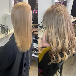 セミロング カラー ヒカ/外国人風 デザインカラーのヘアスタイル