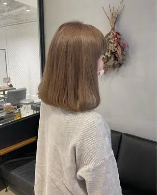 ミディアム 暖色カラー🍊 ボブ🌿顔周りcutのヘアスタイル