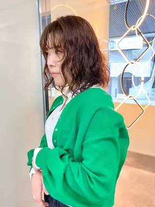 ミディアム カラー パーマ Nece所属・久米寿李恵 くめじゅりえのヘアスタイル
