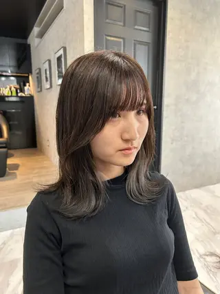 セミロング カラー 🐺似合わせ🐺 青山健誠のヘアスタイル