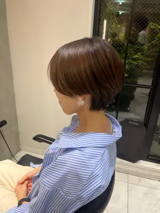 ショート ナミ🩶暗髪/暖色 ❤️/透明感/縮毛のヘアスタイル