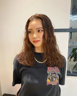 ロング パーマ 青島 雄一朗のヘアスタイル