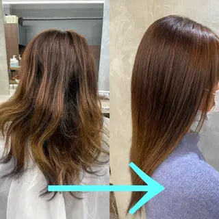 セミロング 🌟髪質改善ケアカラ ー美髪縮毛矯正y🌟のヘアスタイル