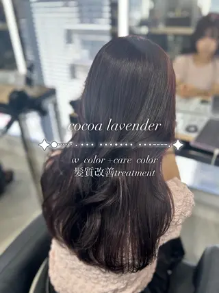 ロング カラー YUKA💜淡色 ラベンダー/ベージュのヘアスタイル