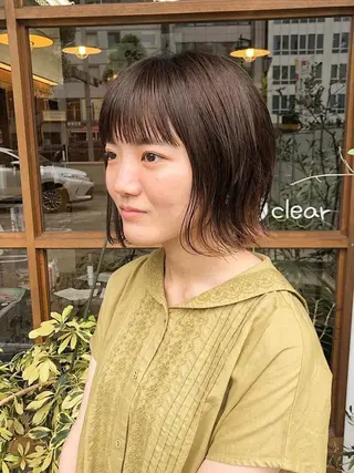 ショート カラー クロスパーマ× 透明感カラー✂︎のヘアスタイル