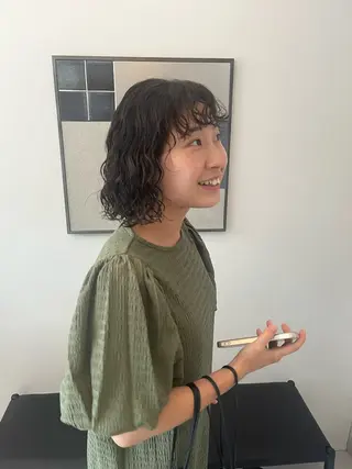 ミディアム パーマ 彩葉/ブリーチ/ カットモデル栄・伏見のヘアスタイル