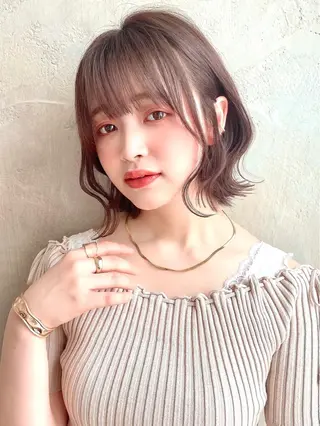 ミディアム カラー パーマ ヘアアレンジ Surpass所属・🌈小顔似合わせ SHIHO🌈のヘアスタイル