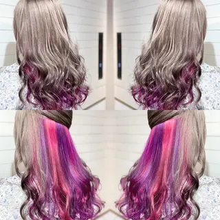 ミディアム カラー ヘアアレンジ 髪質改善×ハイトーン 中田啄也のヘアスタイル