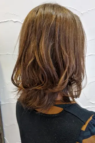 ミディアム 髪質改善＆白髪ぼかし カラー♡店長みやけ♡のヘアスタイル