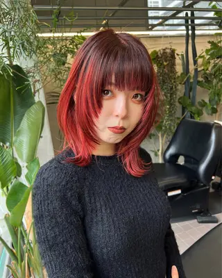 ミディアム カラー ハッシュカット カシマハヤトのヘアスタイル