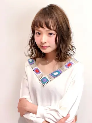 ミディアム カラー パーマ ディレクター ノナカのヘアスタイル