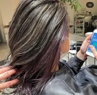 ミディアム カラー ヘアアレンジ peakshair所属・髪質改善/メンズパ ーマ𝒀𝑼𝑻𝑶のヘアスタイル