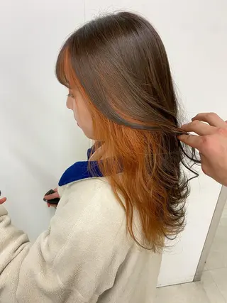 ロング カラー ヘアアレンジ クロスパーマ🥇韓国 ヘア🇰🇷濵田航希のヘアスタイル