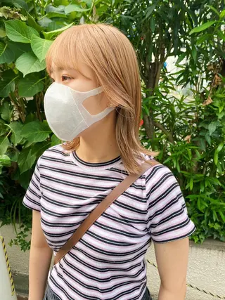 ミディアム カラー レイヤーウルフ エクステ磯部のヘアスタイル