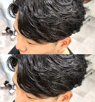ミディアム パーマ ヘアアレンジ メンズ Mens Salon Gray by NYNY所属・Gray by NYNYのヘアスタイル