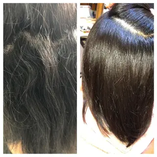 ミディアム カラー パーマ 髪質改善 美容室Atomのヘアスタイル