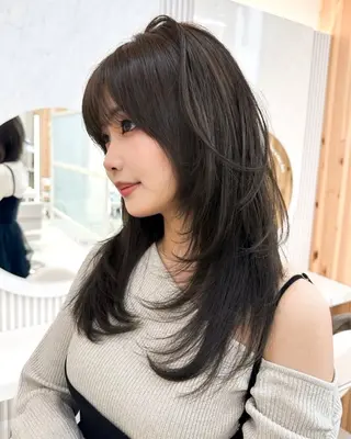 セミロング カラー 顔周り特化/韓国ヘア /レイヤー/吉野幸大のヘアスタイル