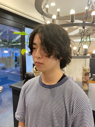 ミディアム パーマ メンズ 柴田 枝利子のヘアスタイル