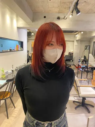 ミディアム カラー ♠️暗髪レイヤー♠️ 中山唯斗のヘアスタイル