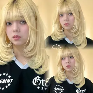 みー♢②ヘアチェンジ くびれ巻きと姫カットの組み合わせが可愛い♡ カラーは透明感