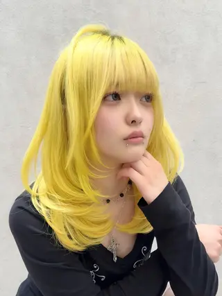 ミディアム カラー ケアブリーチ 韓国レイヤーKYONのヘアスタイル