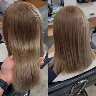 ミディアム カラー まろやかなベージュ 小池春樹のヘアスタイル