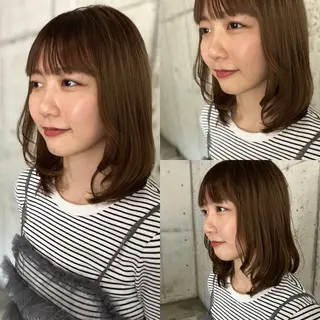 ミディアム あかり🌷ナチュラル 、透明感カラーのヘアスタイル