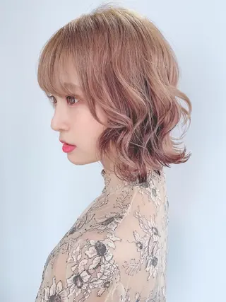 ミディアム カラー パーマ ヘアアレンジ 美髪矯正 Rioのヘアスタイル