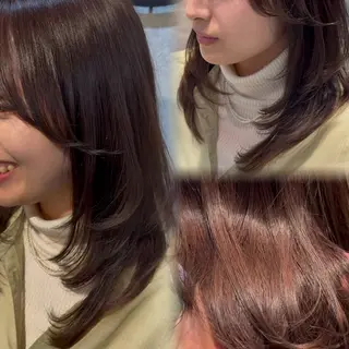ミディアム 赤みオフの透明感職人 /ケア重視の美髪施術のヘアスタイル