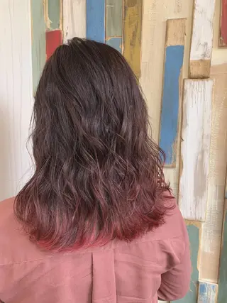 パーマ カラー セミロング 嶋村夏実🌼レイヤー 🌸白髪ぼかしのヘアスタイル