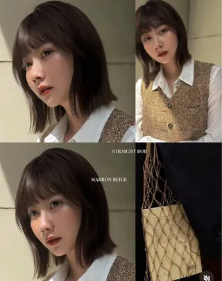 ミディアム おしゃれボブ/暖色 カラー🧶いろはのヘアスタイル