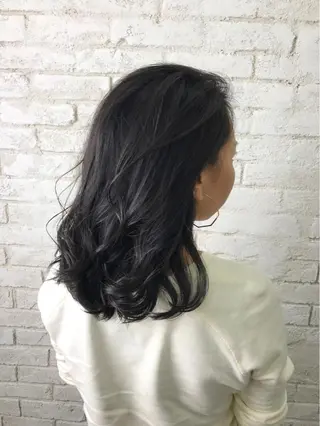 ミディアム カラー パーマ ヘアアレンジ 韓国ヘア✨グレージュ カラーasamiのヘアスタイル