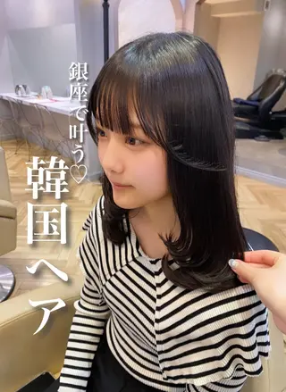 ミディアム 上品♡韓国レイヤー ‎🤍のの‎🤍のヘアスタイル